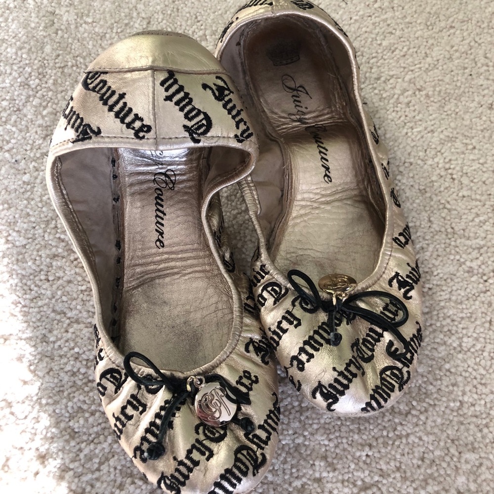 Juicy Couture Gold and Black Ballet Flats